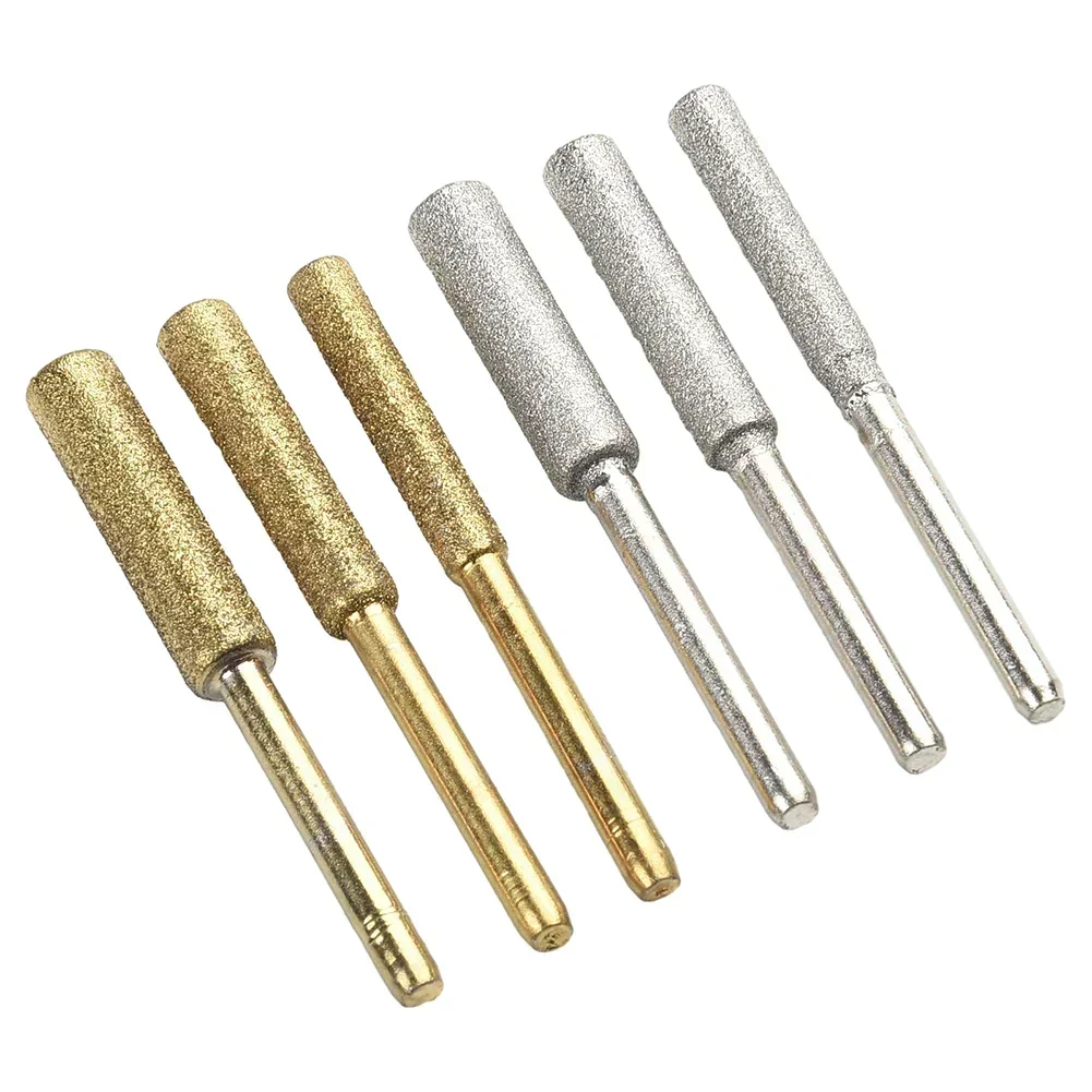 4pcs Diamond Coated Cylindrical Burr 4/4.8/5.5mm Chainsaw Sharpener Stone File Chain Saw Sharpening Carving Grinding Tools