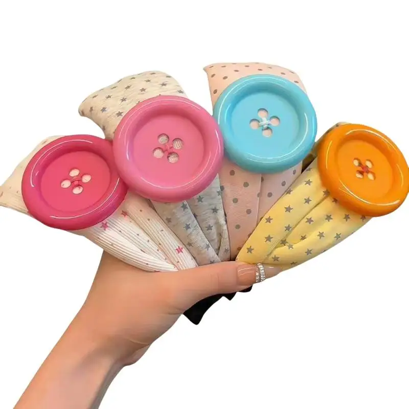 Vintage Buntes Großknopf-Polka-Dot-Haarband, Modisches Y2K-Breites Haarband, Süßer Mädchen-Stil Haarschmuck für Party und Streetwear – Detail 4