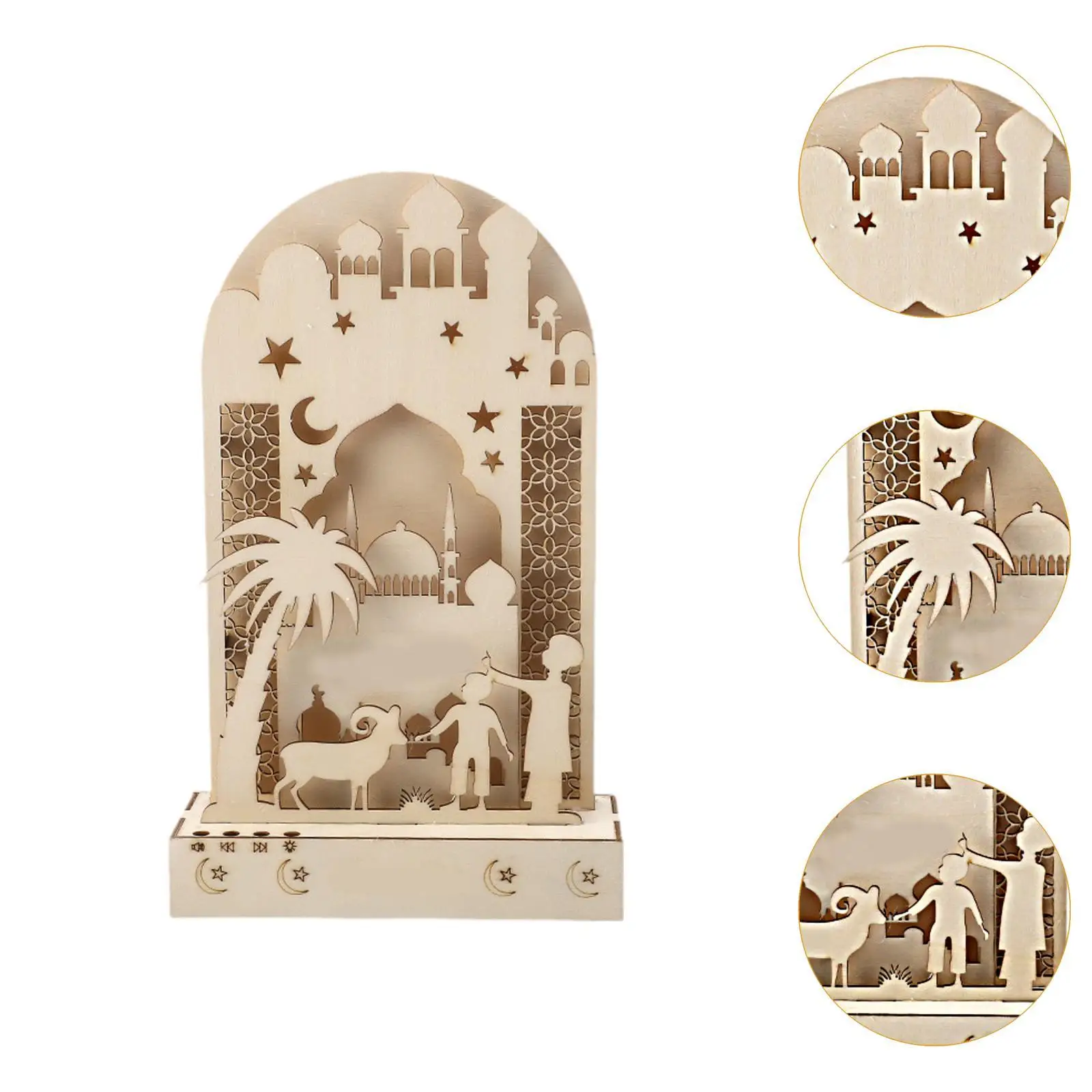 Eid Mubarak de madeira LED luz presente decoração Eid Mubarak para quarto de cabeceira