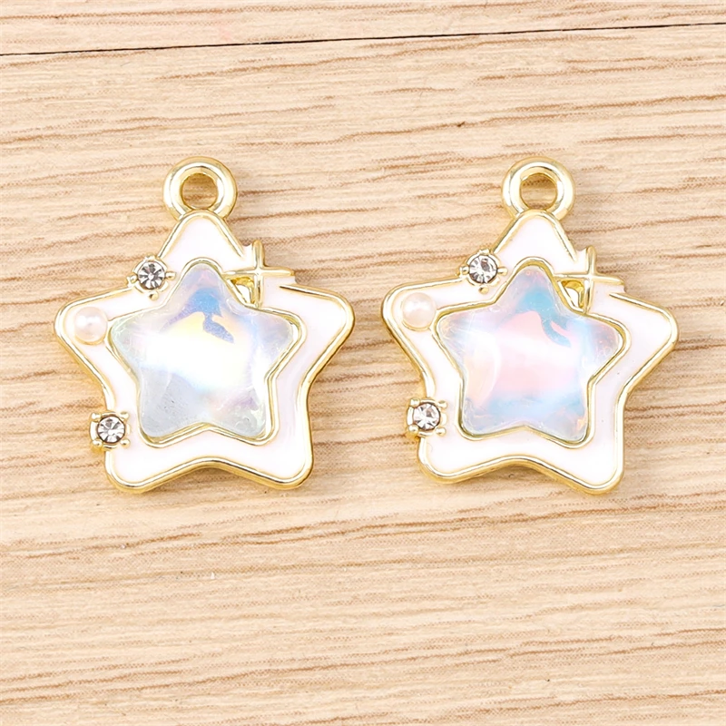 5 Stück 16 x 19 mm niedliche Kristall-Stern-Charms-Anhänger für Schmuckherstellung, Tropfen-Ohrringe, Halsketten, Armbänder, Zubehör, DIY, Basteln, Geschenke – Detail 4