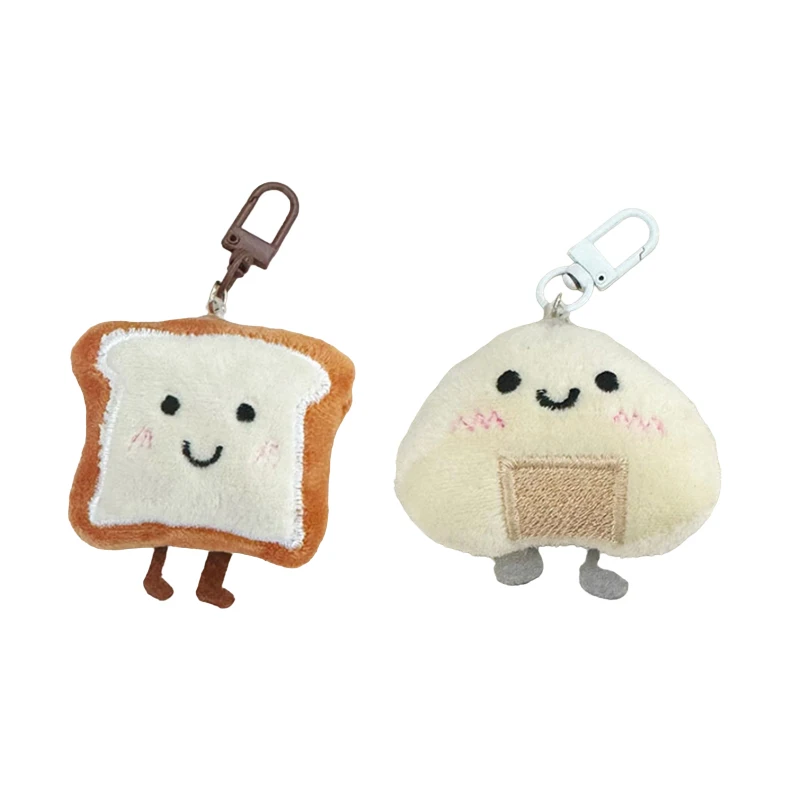 LLavero de pan tostado de felpa creativo Kawaii, llavero de pan de peluche de dibujos animados, colgante, accesorios de decoración para mochila, regalos