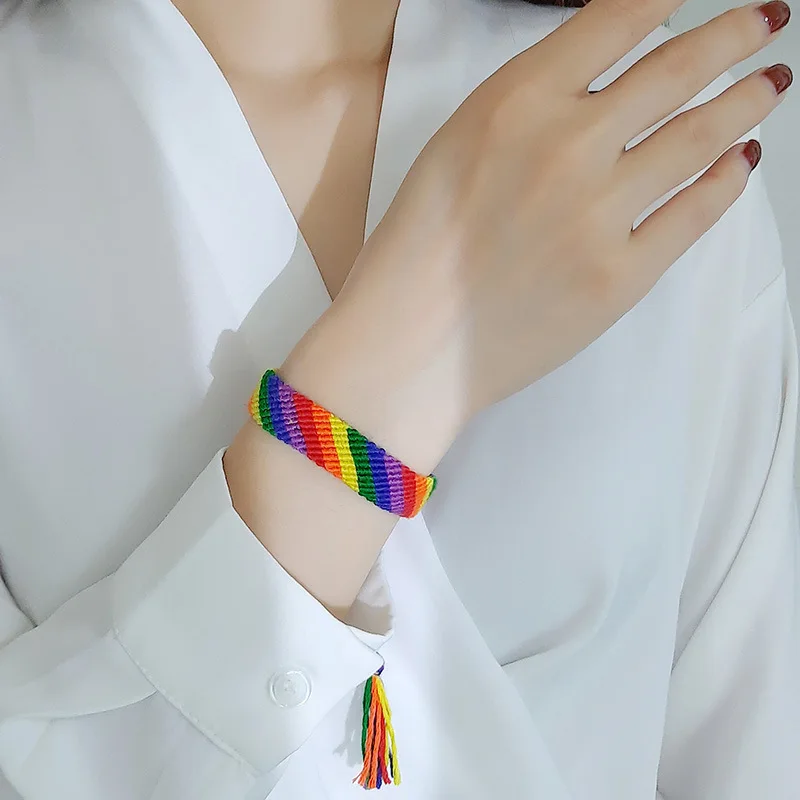 Rainbow Braided Bracelet Personalized Fashion Colorful Rope Bracelet for Women and Men Wristband Rope Trendy Accessories