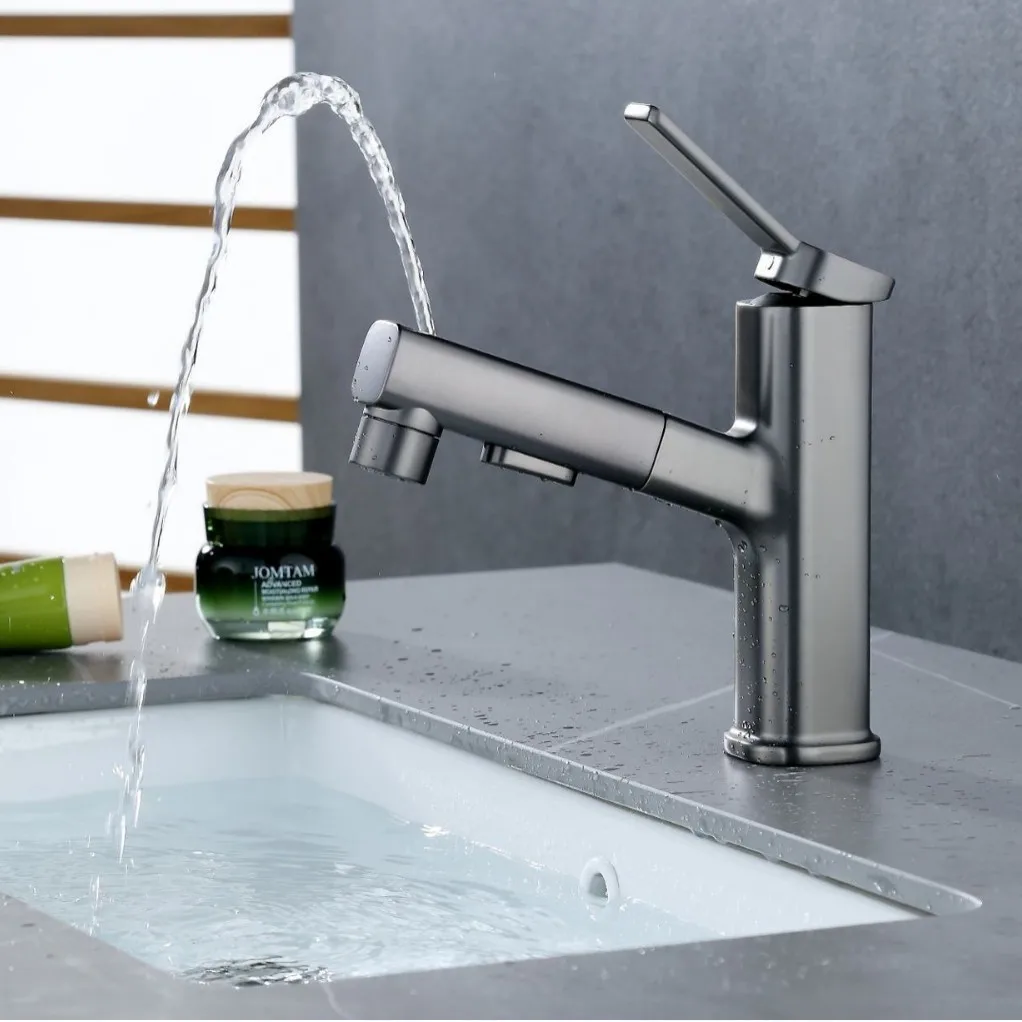 High-standard pull-out basin hot and cold dual faucet toilet counter basin washbasin splash-proof faucet