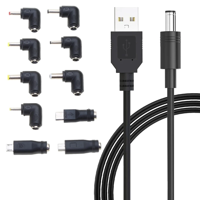 

USB to DC5V Power Cable 10 Adapters for LED Lights Cameras Tablets Electronics