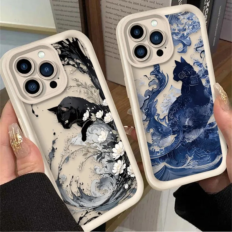 Oil Painting Artistic Cat Phone Case for Motorola Moto Edge 70 G86 G56 G15 G24 50 G35 G05 G34 G PLAY G85 60 Neo Stylus Pro 4G 5G