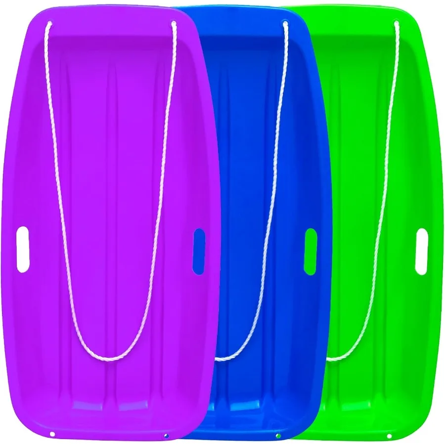 

Heavy Duty 35 Snow Sled for and Adults with 2 Handles and Pull Ropes Downhill Sprinter Toboggan in Black for 1-2 Riders Ultimat