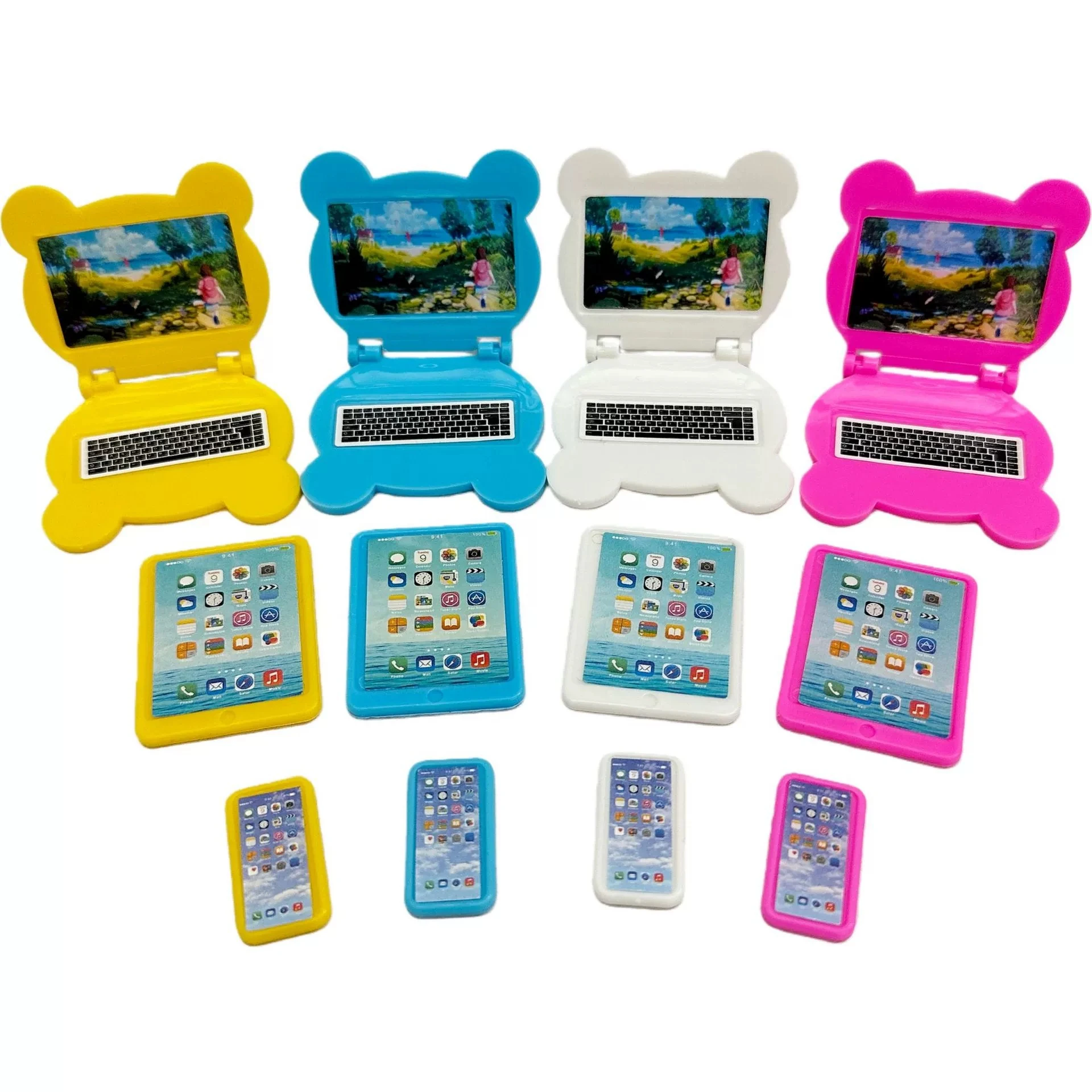 3pcs/set Cute Mini Items Dollhouse Accessories Computer IPad Phone Set Kawaii Miniature Game Birthday Gift Kids Toys