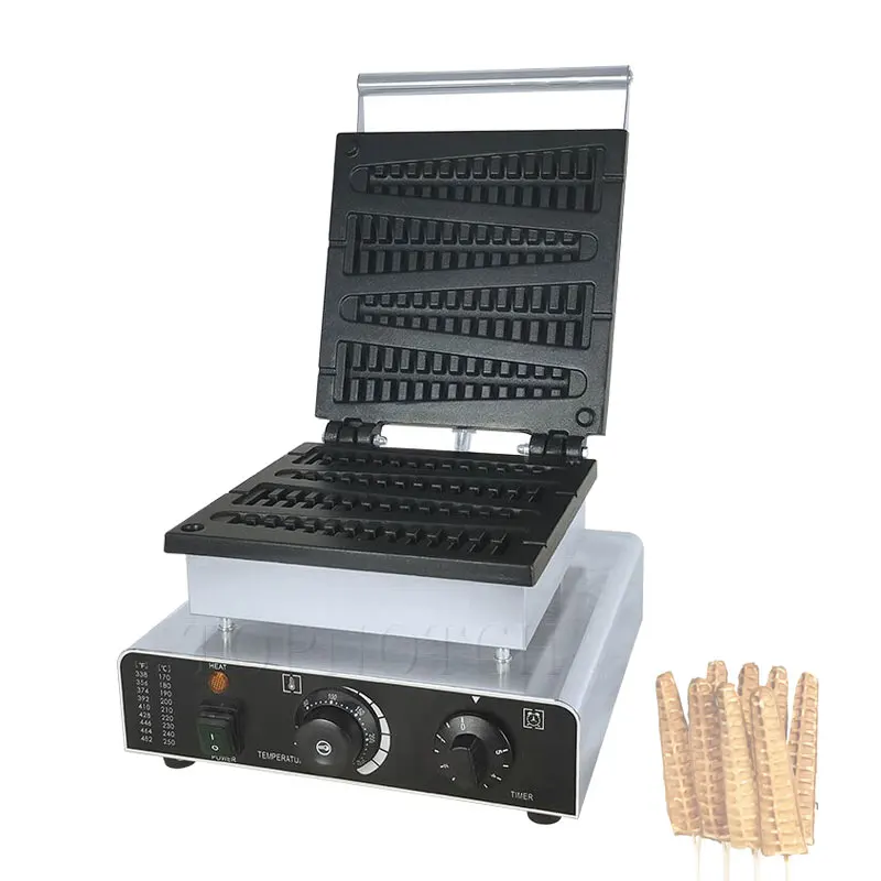 Máquina comercial de waffle em forma de pinheiro, máquina elétrica de waffle, antiaderente