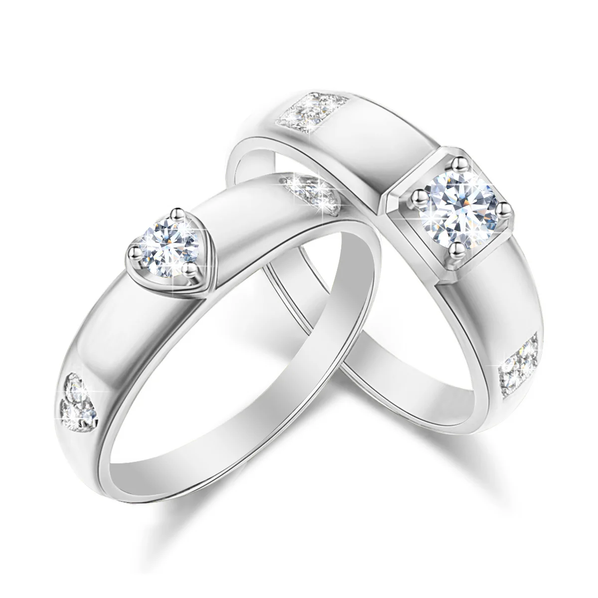 prata moissanite pedra aneis de casal para masculino e feminino acessorios de joias noivado casamento certificated 925 01