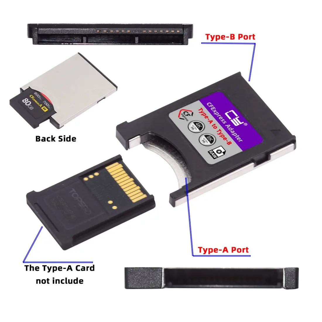 Imagem -06 - Adaptador Cfe-cfb para Cfb Compatível com Câmera 8k Ram Pcie Expansão Cfexpress Tipo-a para Tipo-b Kit de Cartão de Memória Estojo