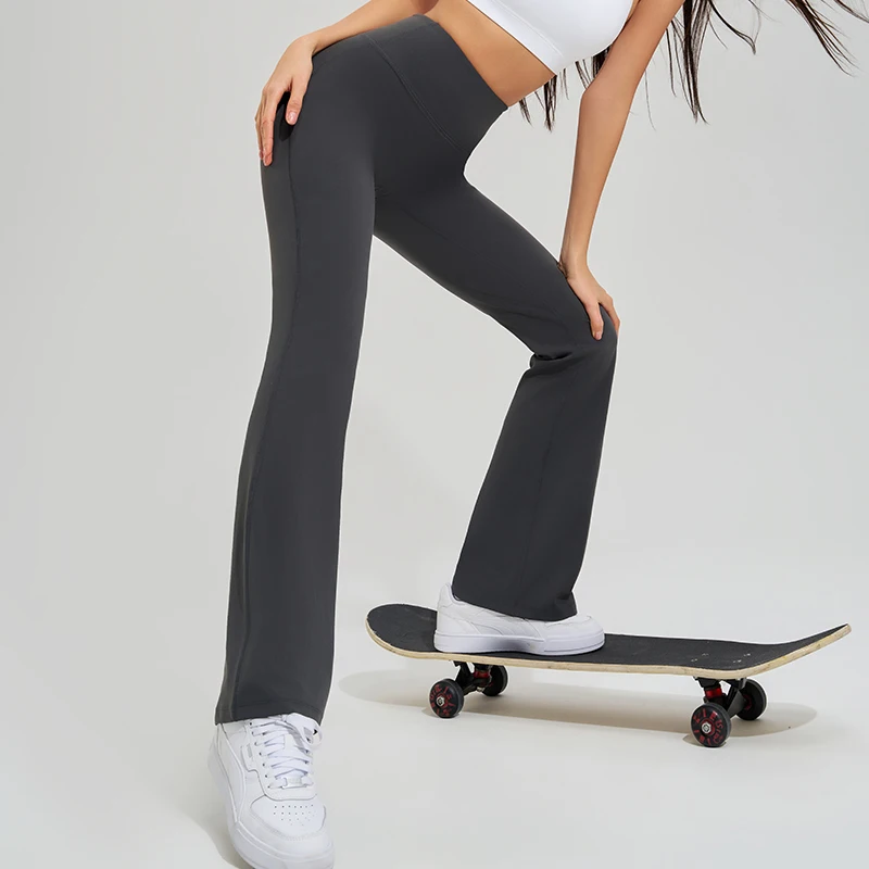 Women's High-Waisted Flared Pants Elastic Waist Cinching Hip-Lifting Casual Yoga Trousers for All Seasons Exercise Outdoor