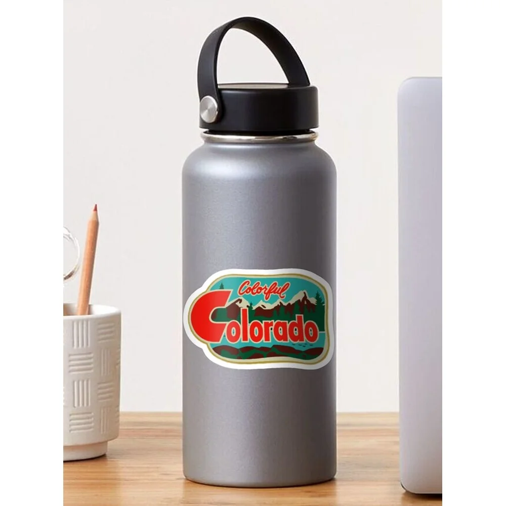 Colorful Colorado Vintage Travel Decal Sticker for Laptop Decor Bedroom Car Cute Cartoon Art Fashionable Public Suitcase