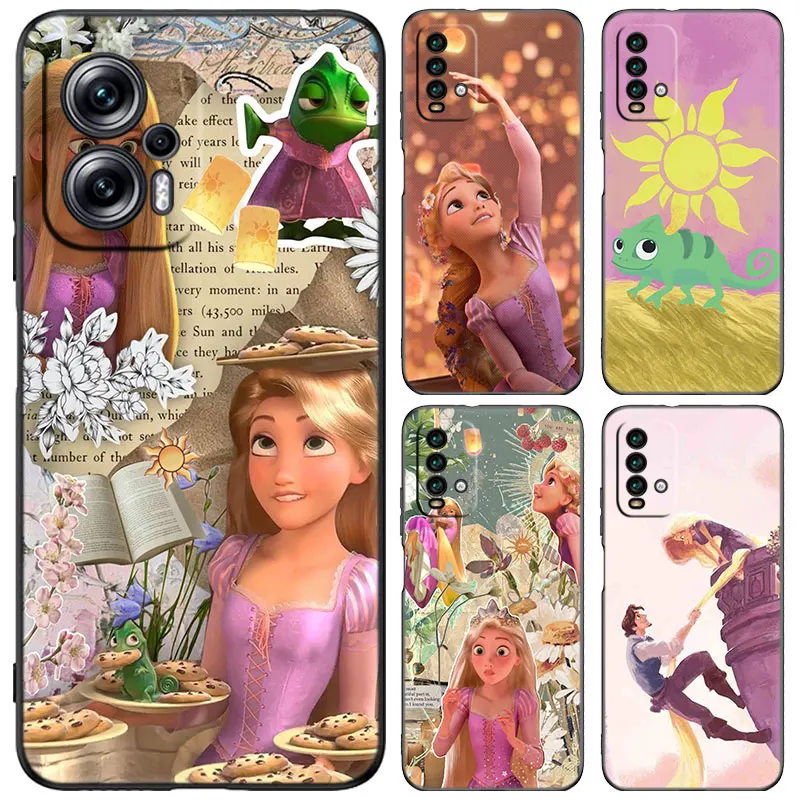 Rapunzel Tangled Black Case For Xiaomi 13T 12T Pro 12 11 Lite NE 11T Pro 5G Redmi 12 A1 A2 Plus 10A 10C 9A 9T 9C Cartoon Cover