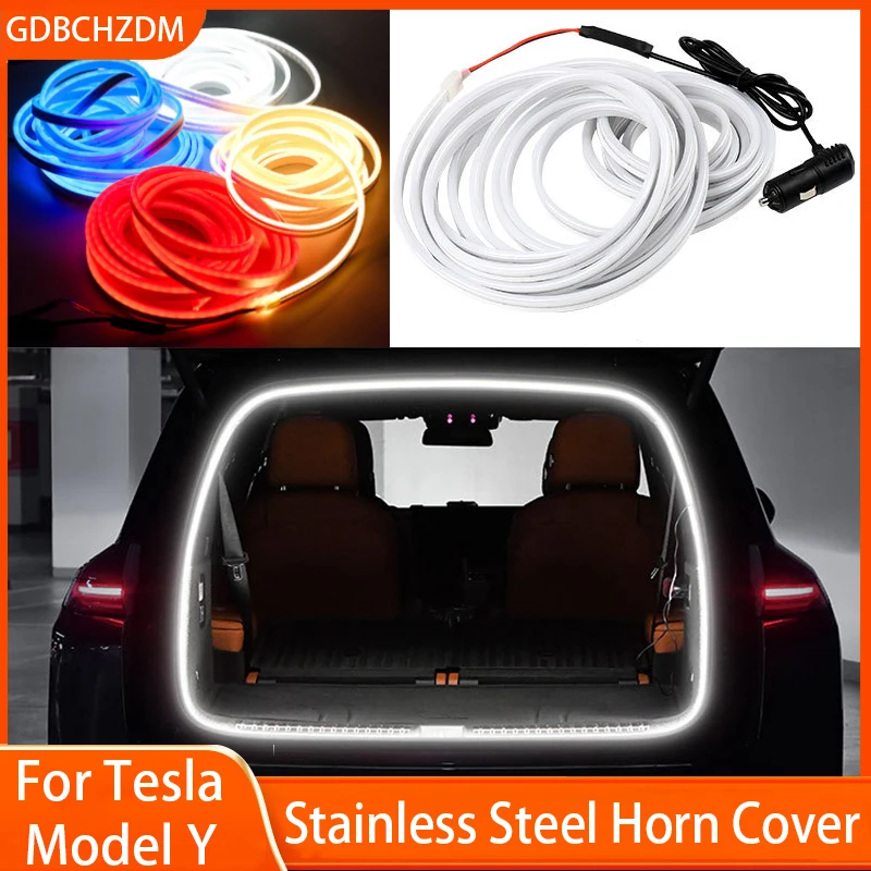

For Tesla ModelY Trunk The Cigarette Lighter Lights Flexible Brighten LED Strip Waterproof Silicone Camping Car Decorative Light