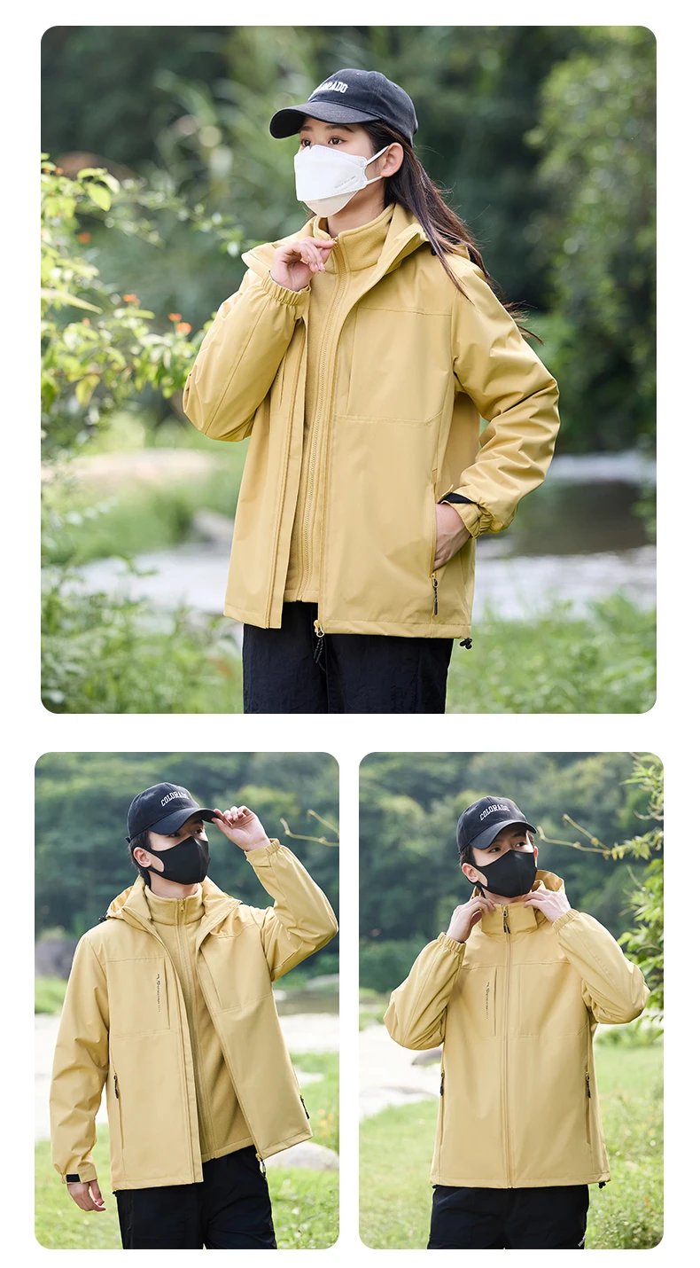 LNGXO 3-in-1-Winterjacke, Unisex, wasserdicht, winddicht, warm, Windjacke, austauschbare Fleecejacke, Wandern, Klettern, Camping – Detail 22