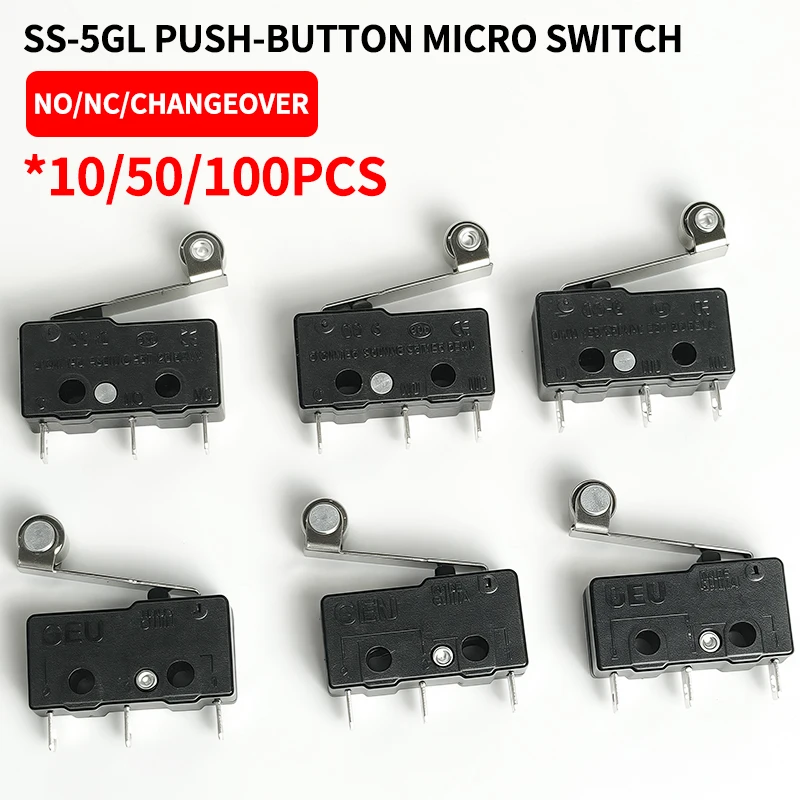 

10/50/100PCS-5Gl NO/NC/Changeover Subminiature Micro Switch ,2-Terminal Pre-Wired 3-Terminal Micro Limit Switch