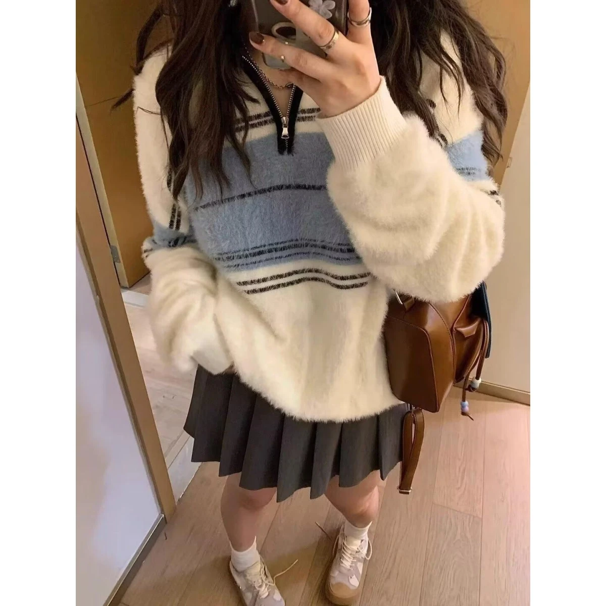 

American Retro Casual V-Ne Knitted Sweater Men's Color Open Cardigan Winter Outerwear Polyester Fiber Hard Sle