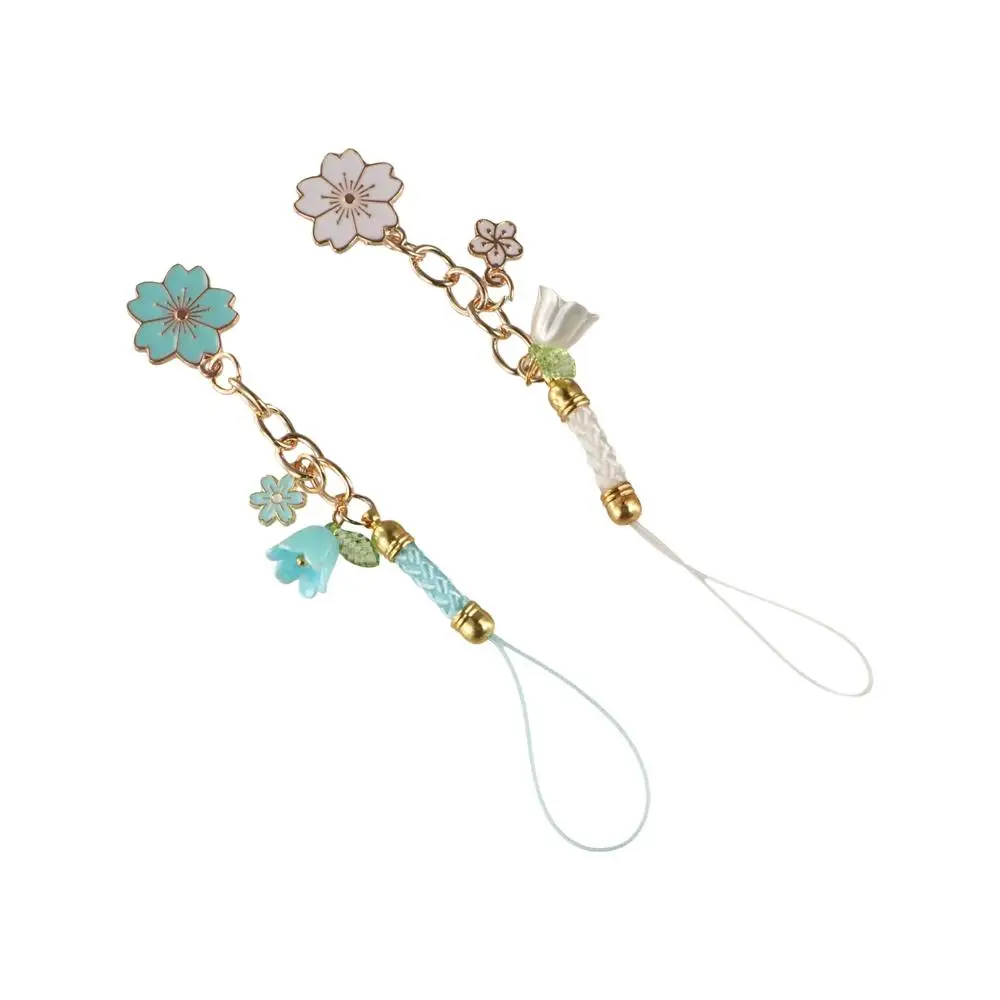 

Keyring Sakura Mobile Phone Case Keychain Flower Anti Loss Phone Strap Colorful Short Style Flower Phone Lanyard Bag Pendant