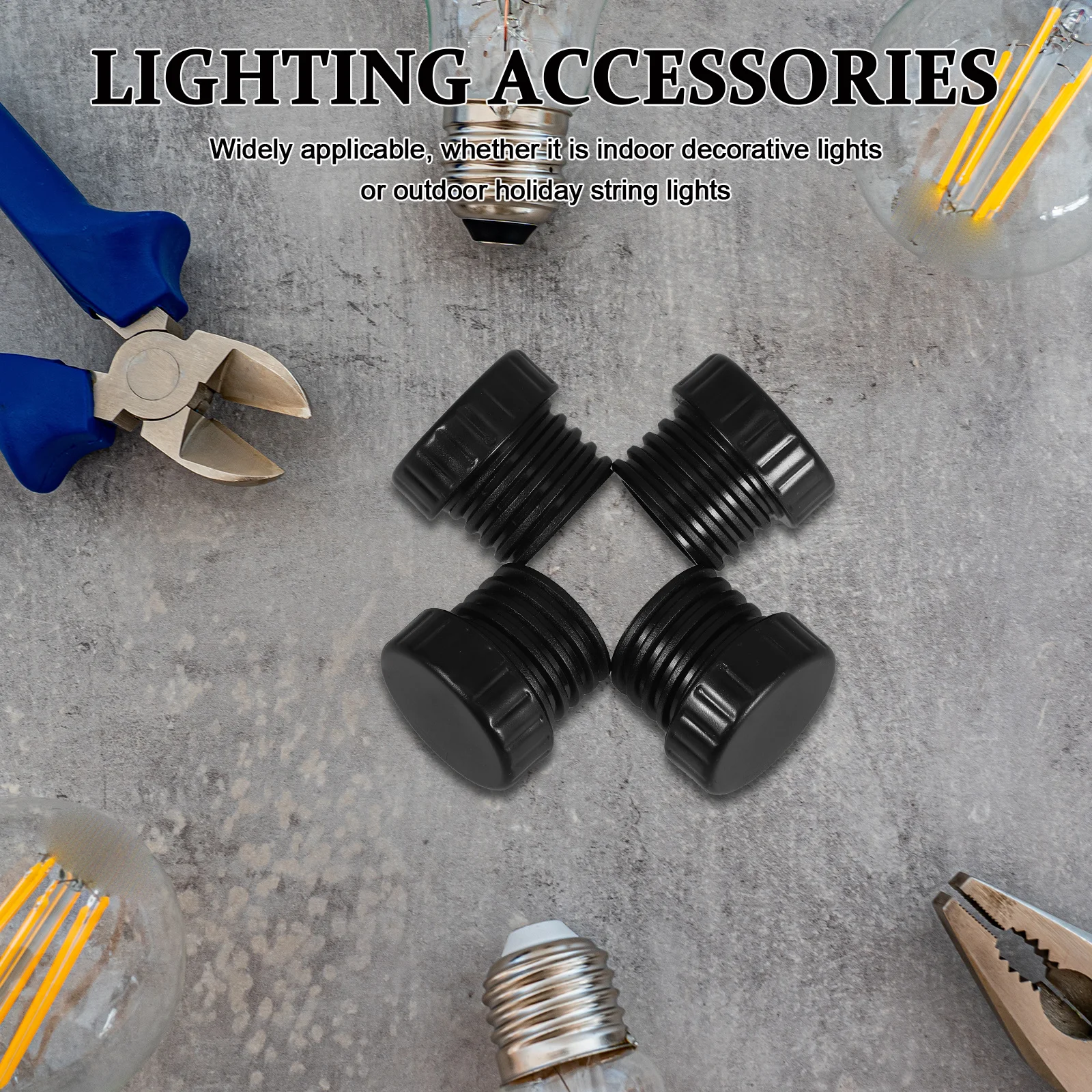 

4Pcs Light Socket Safety Covers Protective Caps Perfect Fit for String Lights Indoor Outdoor Socket Plug Protector