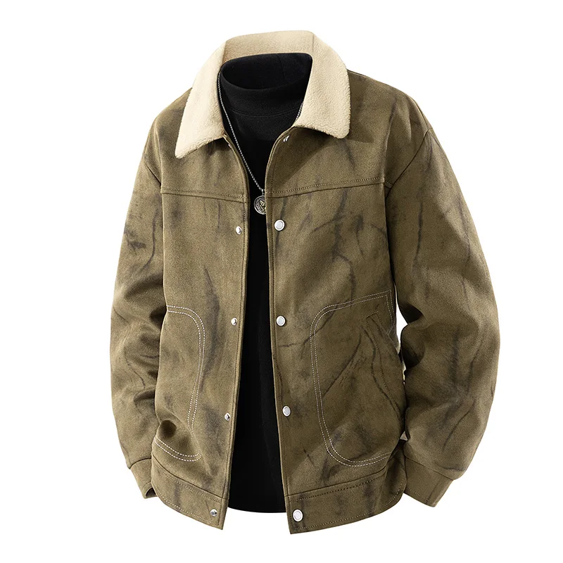 الرجال رشاقته معطف غير رسمي عالية الجودة التلبيب الاتجاه الخريف سترة 2025 شتاء نمط جديد سترة أنيقة تحمل شعار لعبة البيسبول منتصف العمر أبي معطف الرجال #2