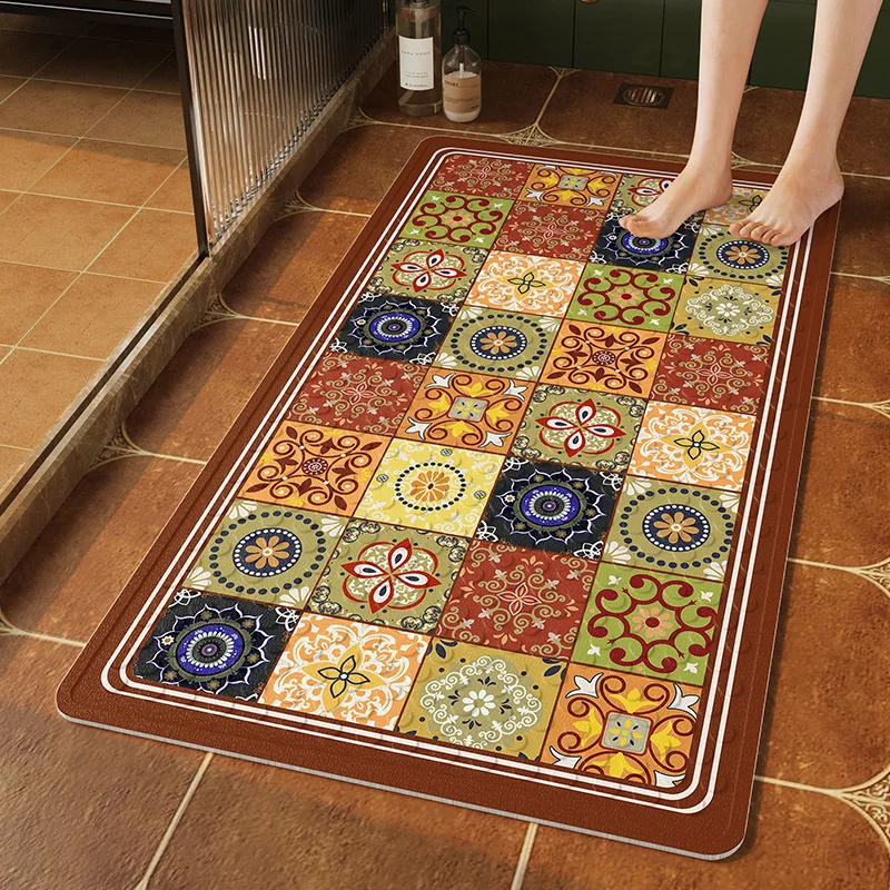 VIKAMA Crystal Fiber Rug, Bathroom Absorbent Toilet Room Bedroom Living Room Entrance Hall Front Door Carpet， Home Decoration