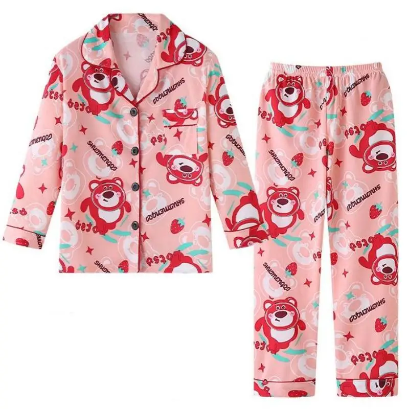 Spring and Autumn Pajamas Printing Casual Fashion for Boys Long Sleeved Cardigans for Boys and Girls Home Clothing Sets