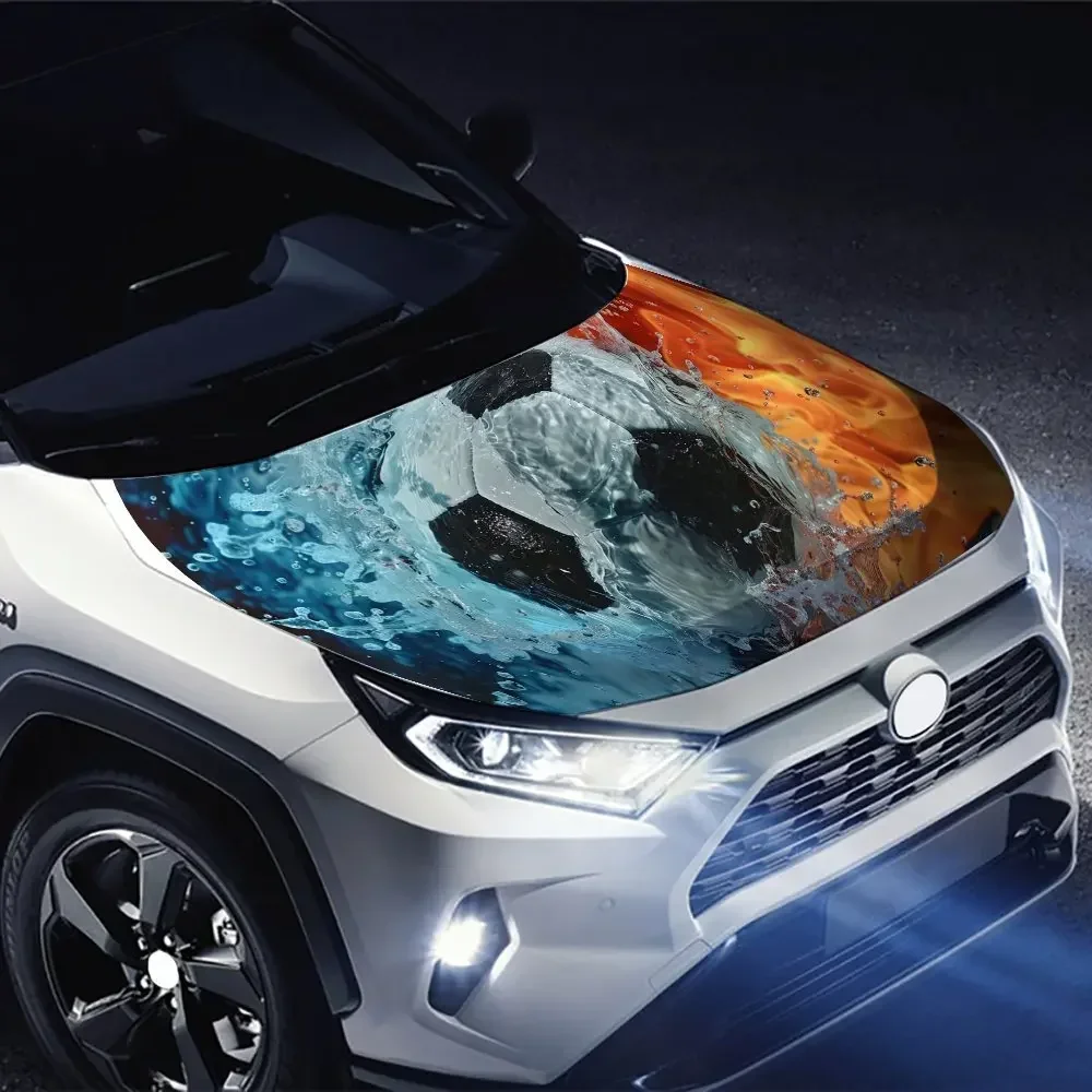 كرة القدم براقة في غطاء محرك السيارة الصدام العنقي التفاف اللون ملصق فينيل شاحنة الرسم بونيه اكسسوارات السيارات ديكور صائق هدية