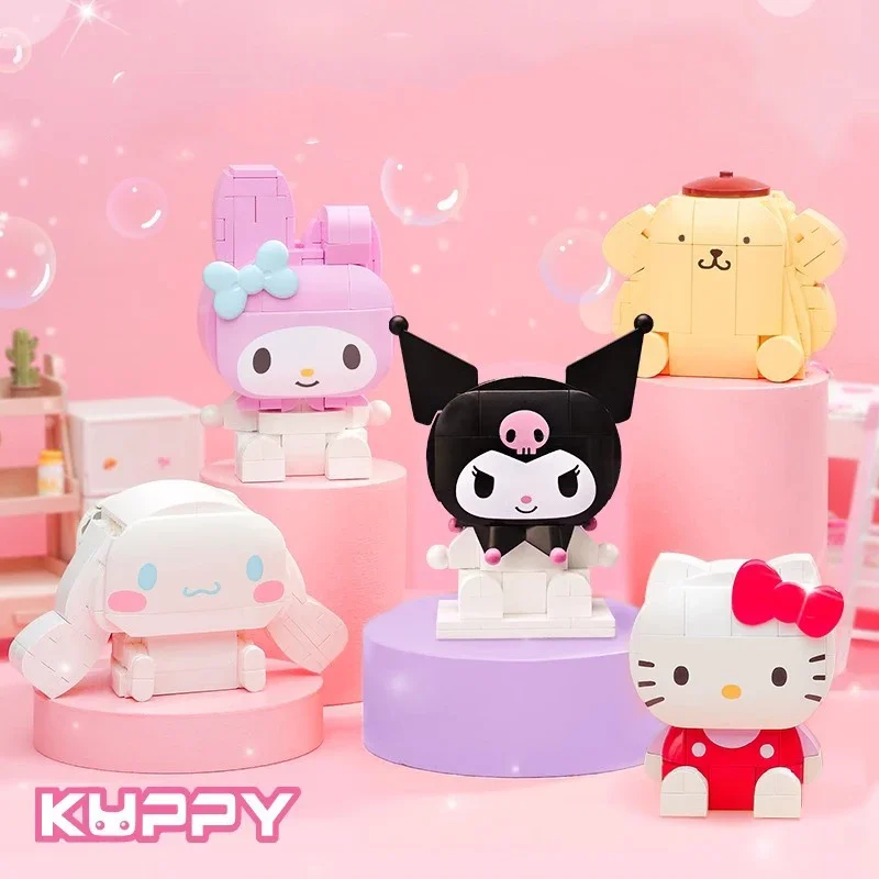 น่ารัก Keeppley Sanrio Building Blocks Hello Kitty Kuromi Pochacco 3D ปริศนาประกอบ Cinnamoroll ชุดอิฐของเล่นสําหรับของขวัญเด็ก