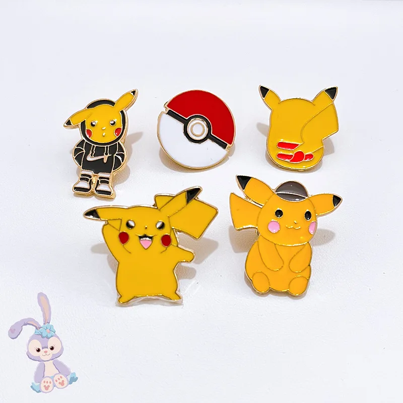 Kawaii Pokemon Brooch Anime Pikachu Cute Metal Pins Hard Enamel Pins Mimikyus Cartoon Games Fans Collect Badge Cloth Accessories