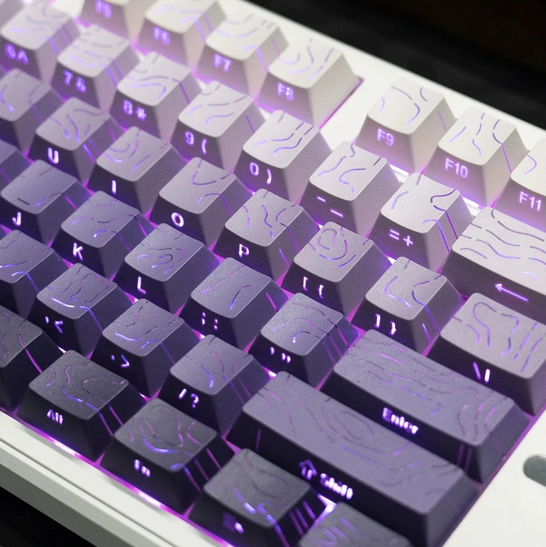 2026 Line Gradient Side Shine Through Keycaps Cherry Profile PBT Custom Keycaps for 60% 65% 75% 96% 98% 100% Mechanical Keyboard
