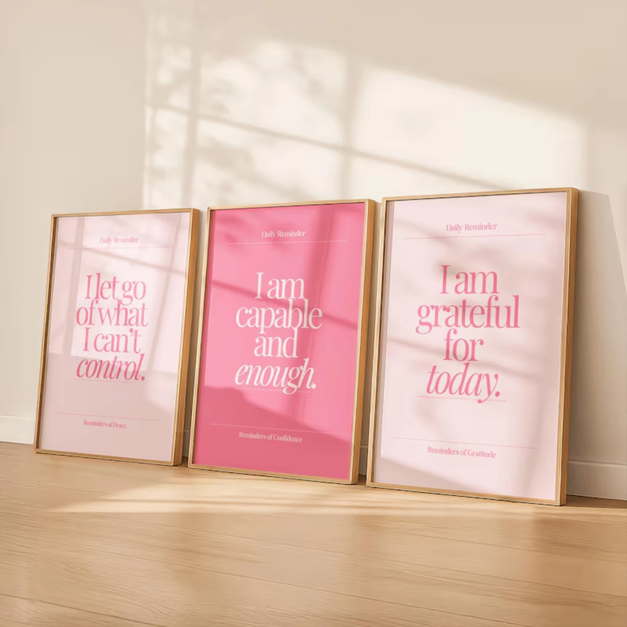 3pcs Modern Pink Religious Positive Psychology Wall Art Print Canvas Painting Poster Picture For Living Room,Bedroom Home Decor