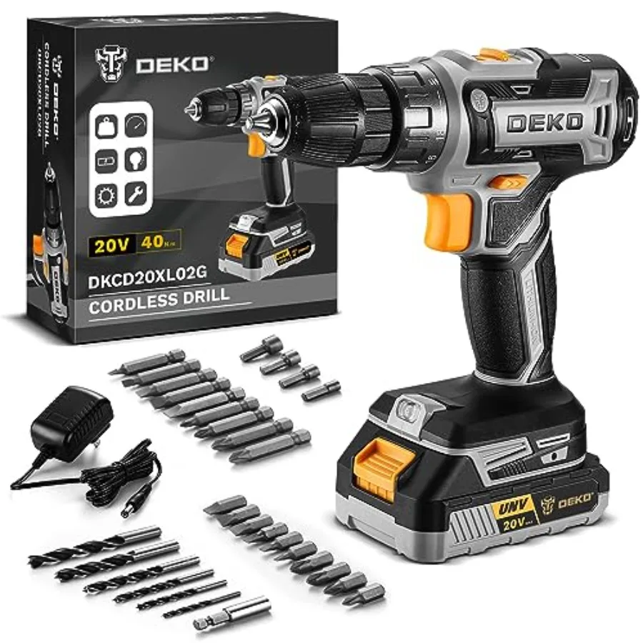 

Power Drill Cordless: Cordless Drill 20V Electric Power Drills Set Tool Drills Cord-less Set with Battery and Charger