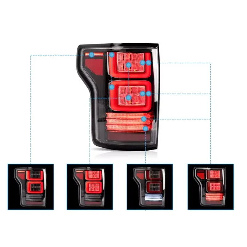12V LED Tail Lights For 2015-2018 For Ford F150 & 2019 Red Turn Signal Car Tail Lamp Assembly New Condition Wholesale