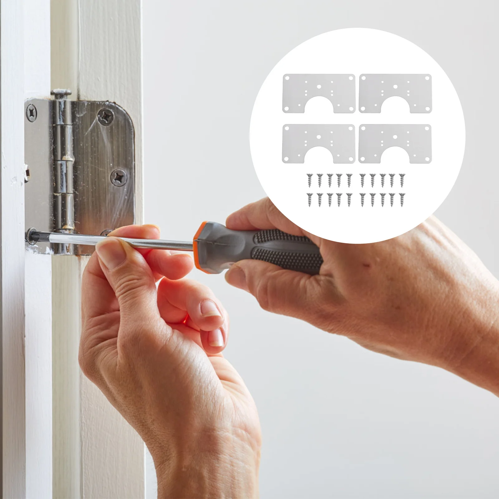 4 set piastra di riparazione cerniera porta armadio piastra di fissaggio in acciaio inossidabile staffa di riparazione durevole per installazione per legno