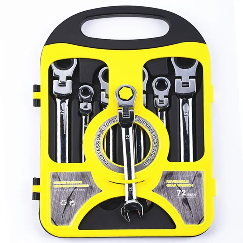 Flex Head Ratcheting Wrench Set,Combination car repair tools Ended Spanner kits Hand Tools Socket Key Ratchet Wrench set