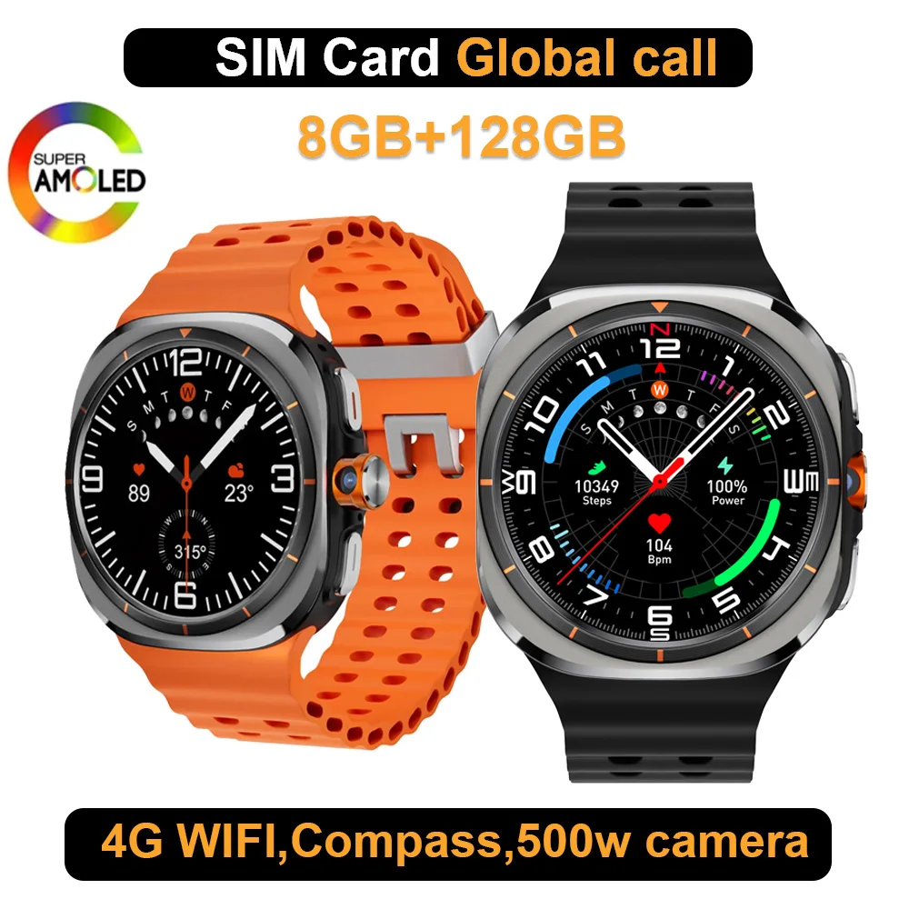 

Смарт-часы с SIM-картой 4G, Amoled-экран, поворотная камера, приложение WIFI, загрузка глобального звонка, мониторинг здоровья, память 128 ГБ, мужские умные часы