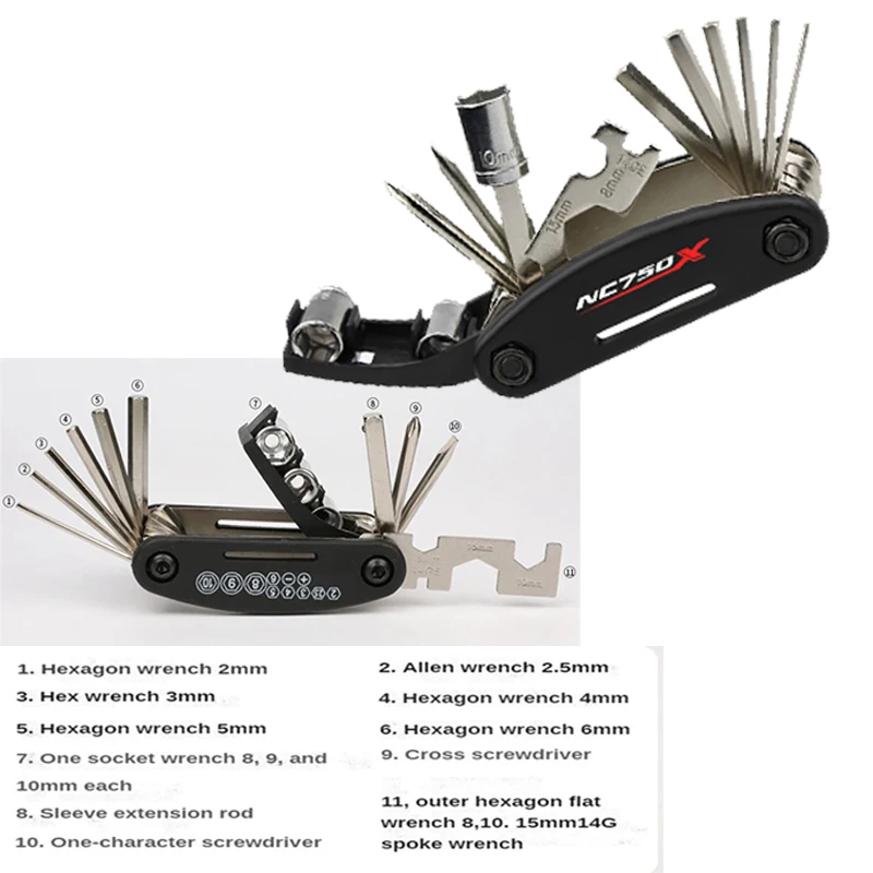 

For HONDA NC750X NC700X NC750 NC700 X/S 2017-2024 Accessories Motorcycle Multifunction Tool Repair 16 Functions Screwdriver Set