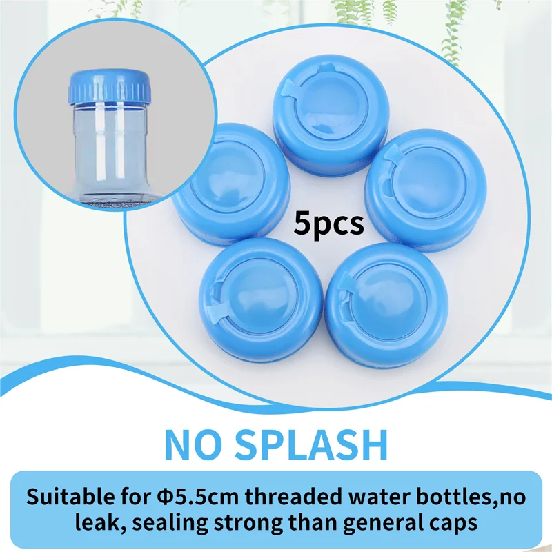 ABRG-Кепка для кувшина для воды, 5 упаковок, пластиковая крышка для бутылки с водой, синяя крышка для бутылки с питьевой водой, сменный инструмент для бутылки, не протечек