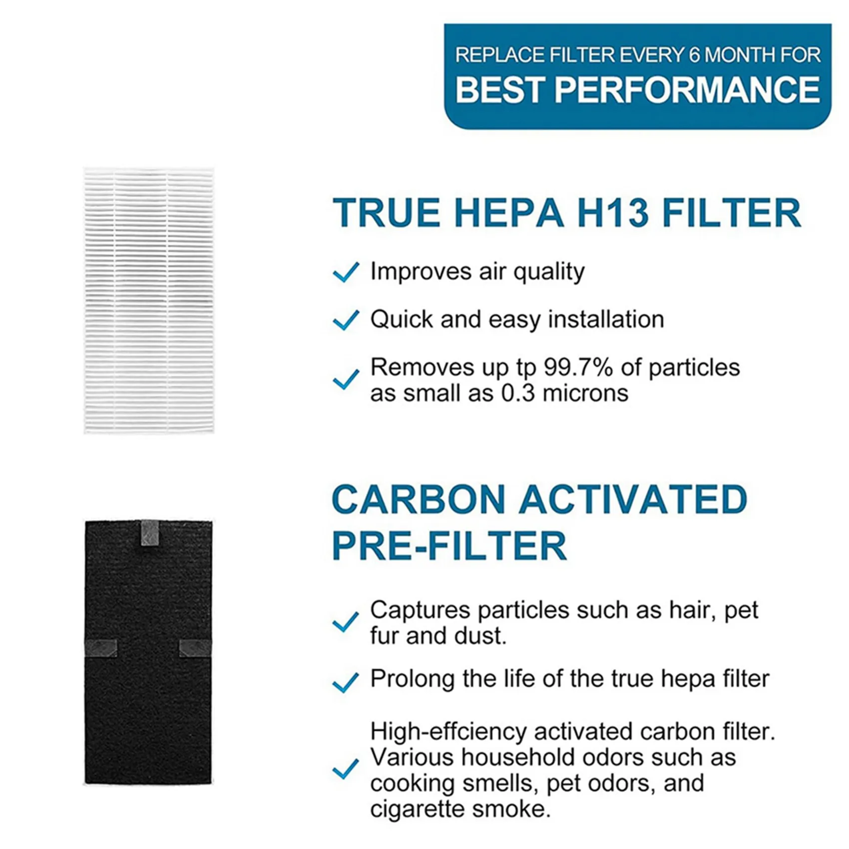 Paquete de 4 filtros purificadores de aire para HRF201B, filtro HEPA U de repuesto para filtro Febreze FRF102B y Honeywell U,HRF201B,HHT290,Et