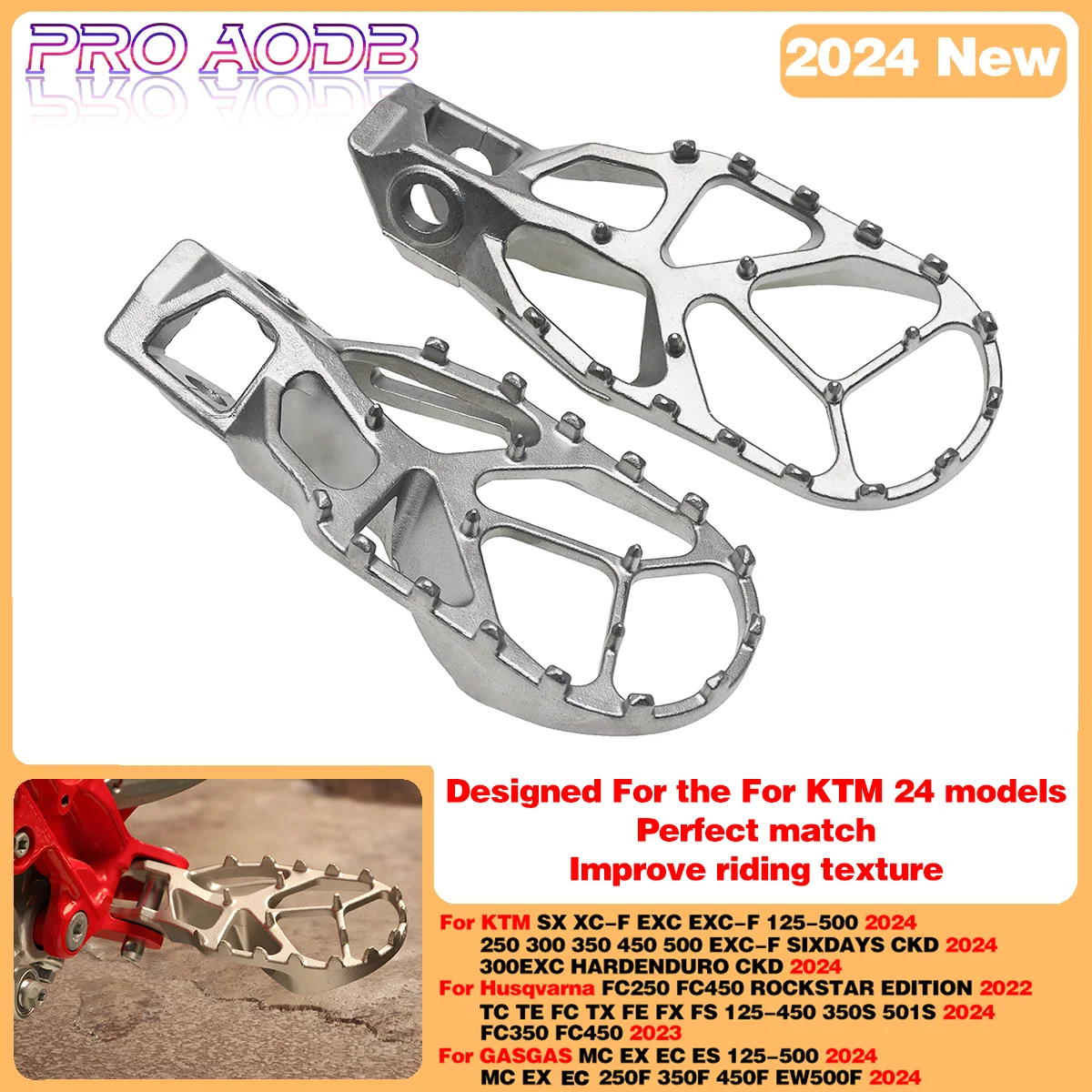 

2024 Moto Accessories Footpegs Footrest Foot Pegs Pedal Rest For KTM 125 150 250 300 350 450 500 SX XC-F EXC EXC-F SIX DAYS CKD