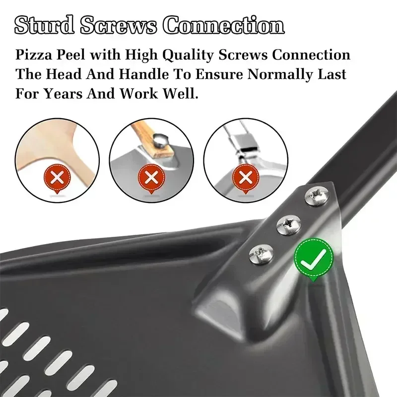 7/8/9/12inch Aluminum Pizza Peel with Handle Oven Pizza Turning Peel for Outdoor Pizza Ovens Pizza Oven Accessory image 11