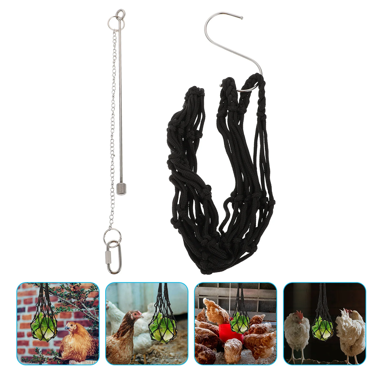 

1Set Chicken Vegetable Net Bag Foraging Feeding Basket Hanging Feeder Multifunctional Practical Chicken Food Storage Holder