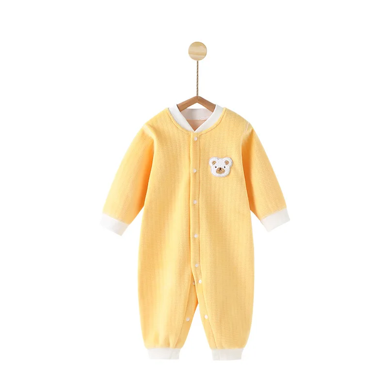 Jumpsuit bayi beludru ekstra besar, pakaian crawler bayi baru lahir dipertebal dan hangat untuk bayi laki-laki dan perempuan untuk keluar di musim gugur dan musim dingin