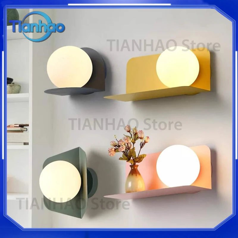 Modern Simple Box Wall Lamp for Nordic Living Room Dining Room Bedroom Cloakroom Study Creative Personality Macaron Style