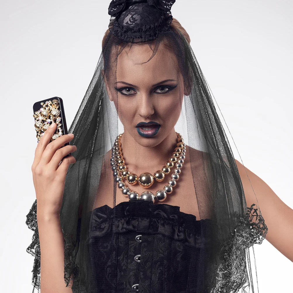 

2 шт., головной убор ведьмы, короткая вуаль, легкий прочный костюм на Хэллоуин, вечерние, черная вуаль, головной убор ведьмы