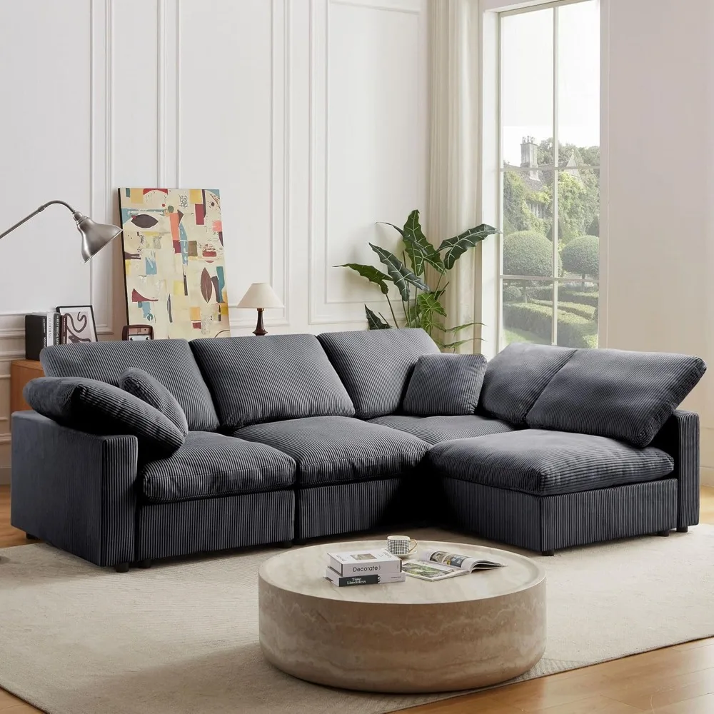 

143“Oversized Couch Sectional Deep seat Big Comfy Couches overstuffed Cushion Cloud Sofa L Shaped Setional for Living Room