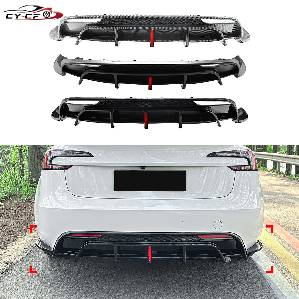 For Tesla Model 3 2024 2025 Car Rear Bumper Diffuser Lip Rear Side Splitters Spoiler Lip ABS Plastic BodyKits Tuning Accessories