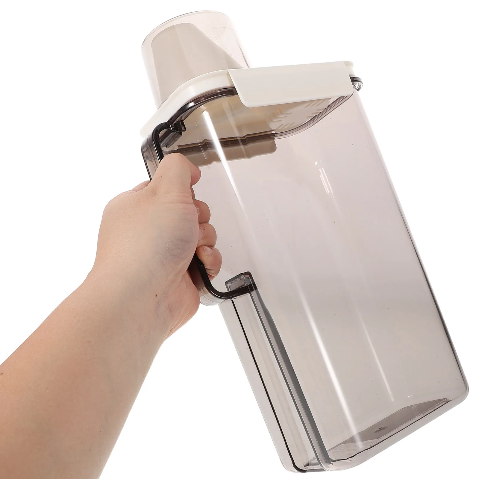 

Прозрачный пластиковый дозатор для стирального порошка 13.91x6.17 дюймов, многоразовая бутылка с ручкой, герметичный контейнер для хранения для стирки