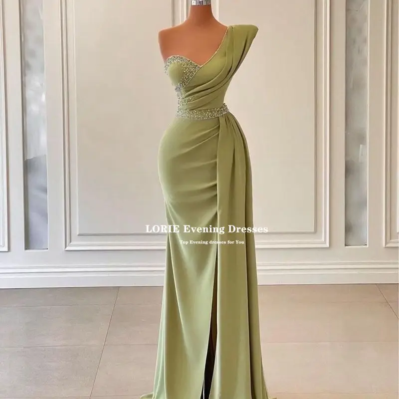 LORIE Sexy Floor-Length Mermaid Evening Dresses 2022 Dubai Women Beaded Party Gowns High Split Vestidos Elegantes Para Mujer