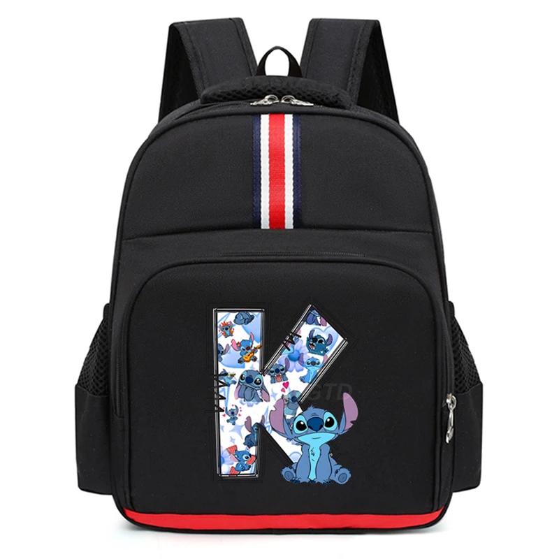 

Primary Student Backpack Lilo Stitch Letters Cartoon Boys Girls Schoolbag Hot Selling Cute Stitch A-Z 26 Alphabet Kids Backpack